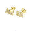 Picture of "AMEN" Silver With CZ Setting Earring Stud