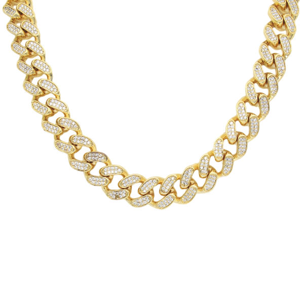 Picture of Rhodium Plated Diamond Cuban Chain Necklace 