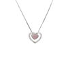 Picture of 2-in-1 Rose Quartz w/ CZ Hearts Intertwined 925 Sterling Silver Necklace