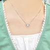 Picture of 2-in-1 Rose Quartz w/ CZ Hearts Intertwined 925 Sterling Silver Necklace