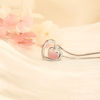 Picture of 2-in-1 Rose Quartz w/ CZ Hearts Intertwined 925 Sterling Silver Necklace