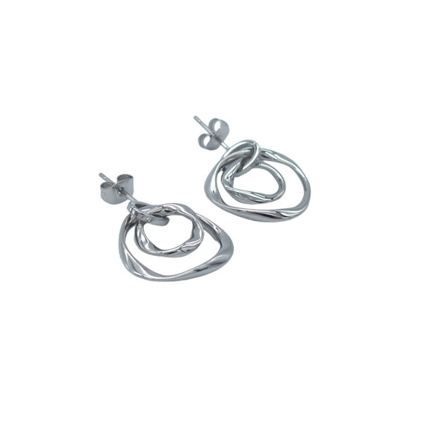 Picture of JM Hammered Interlocking Hoop Drop Earrings