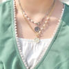 Picture of Filigree Flower with MOP and Pearl Statement Necklace