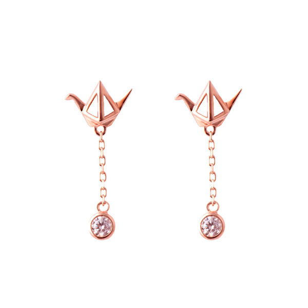 Picture of 925 Sterling Silver w/ CZ Flying Bird Earrings 