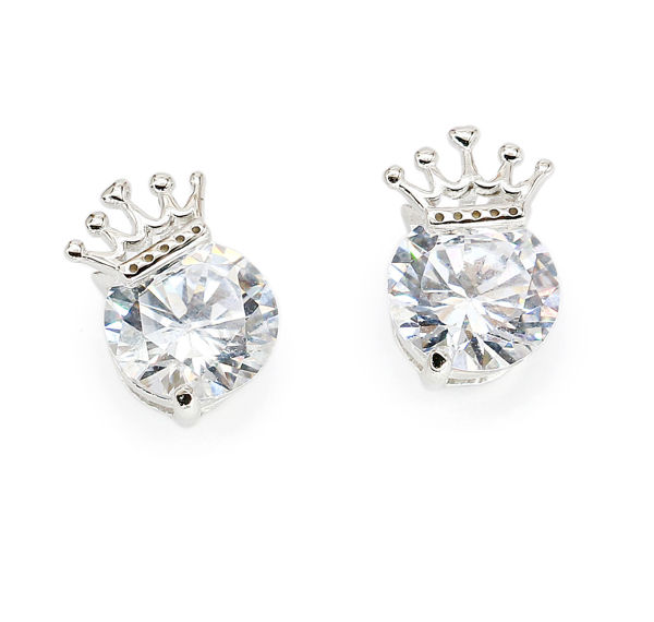 Picture of JM Faith Sterling Silver CZ Crown Stud