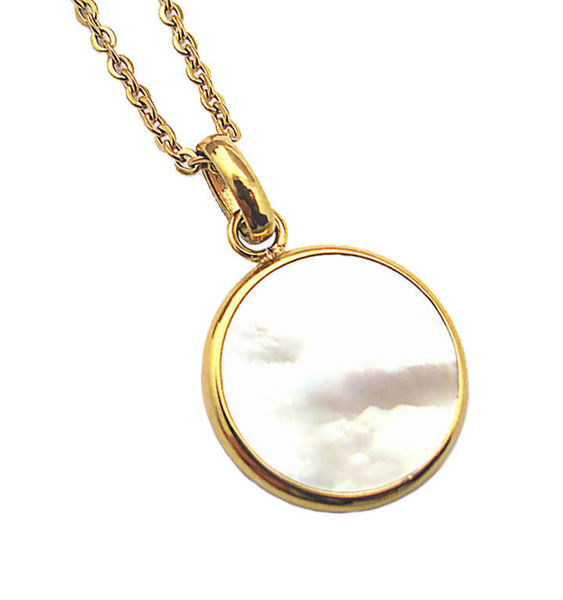 Picture of Round MOP  Pendant Steel Necklace