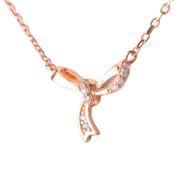 Picture of 925 Sterling Silver with CZ Bow Necklace 