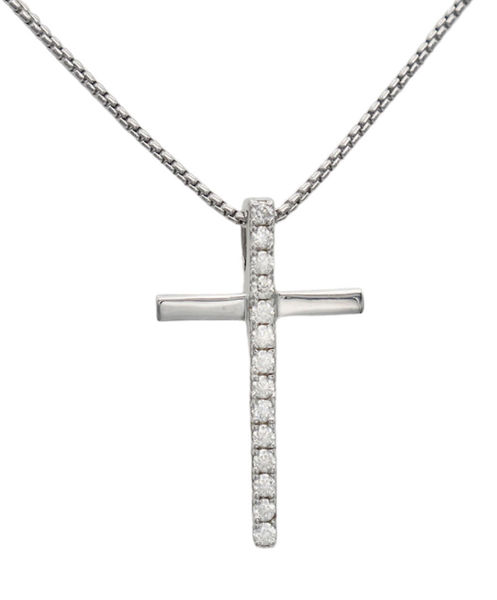 Picture of Moissanite Stone silver cross Necklace