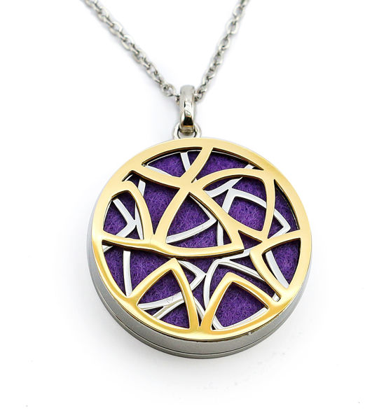 Picture of Gold Silver Tone Essential oil diffuser w/Anti-fatigue Health Magnetic Surgical Steel Pendant Necklace