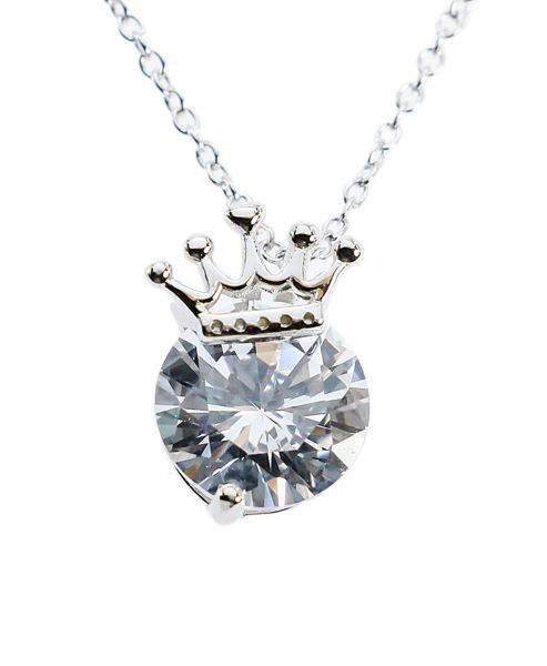 Picture of JM Faith Sterling Silver CZ Crown Necklace