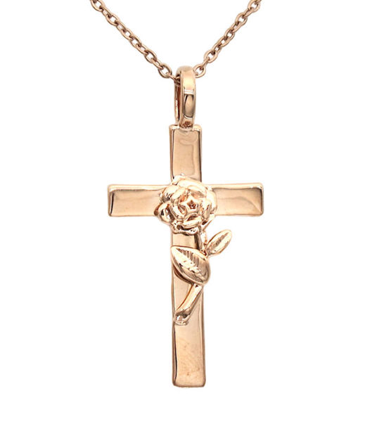Picture of  Rose of Sharon Cross Brass Necklace 