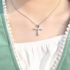 Picture of 925 sterling silver three-dimensional cross collarbone chain with moissanite diamonds