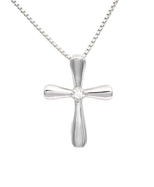 Picture of 925 sterling silver three-dimensional cross collarbone chain with moissanite diamonds