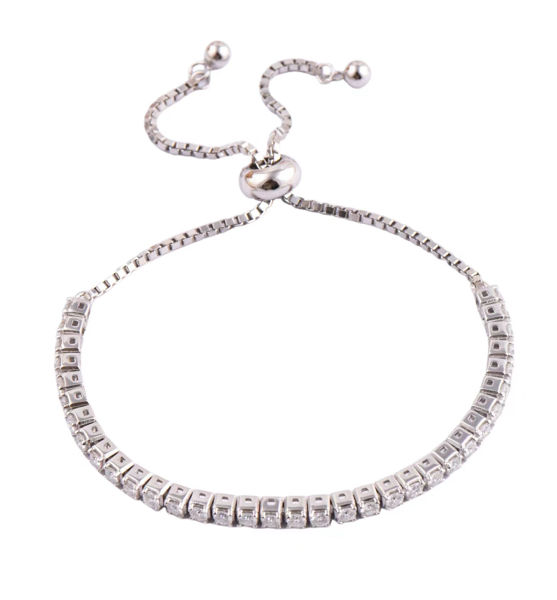 Picture of Moissanite Stone with S925 <br>Sterling Silver Sparking Slider Tennis Bracelet