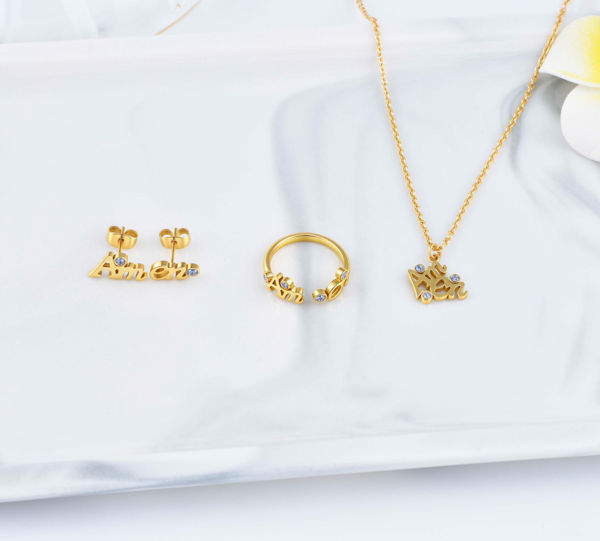 Picture of JM Amen with CZ Necklace (Stainless Steel)