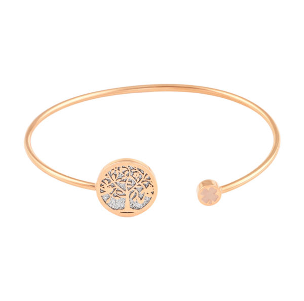 Picture of Tree of Life Health Germanium Crystal Steel Bangle 