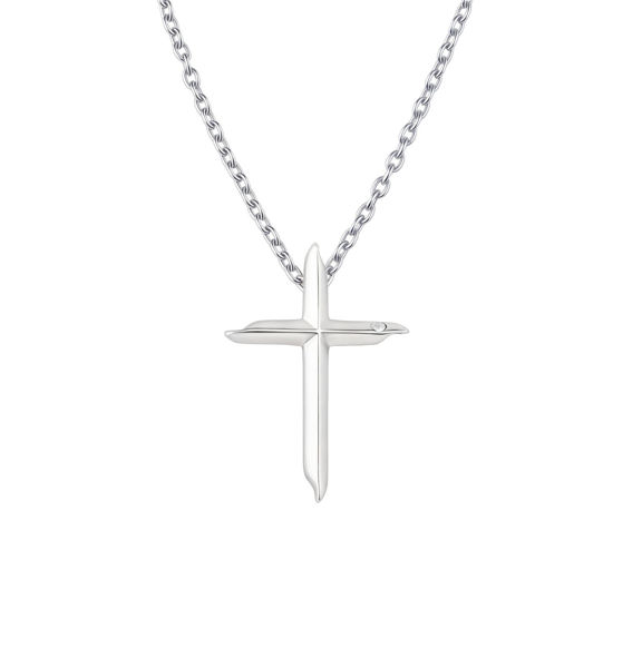 Picture of Dream Runner Tiny Cross Steel w/ Moissanite Necklace