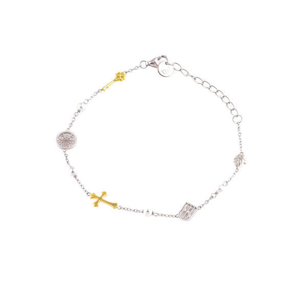 Picture of 925 Sterling Silver Pearl & Multi-Charms Symphony of Life Bracelet 