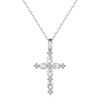 Picture of 925 Sterling Silver w/ CZ Princess Cross Necklace 